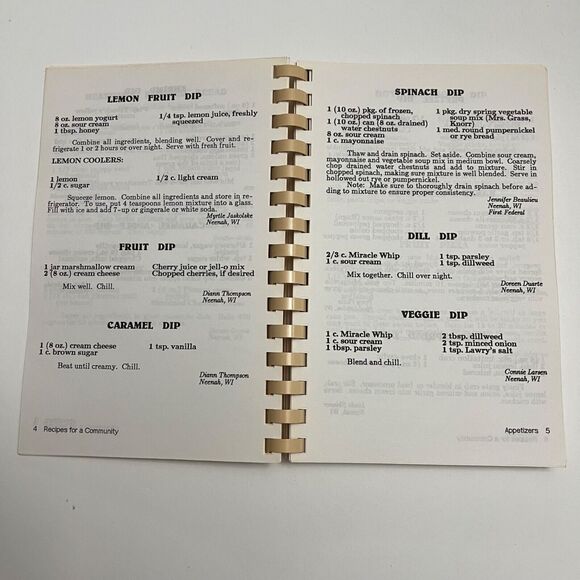 Vintage Cookbook Recipe for a Community from United Way Fox Cities Spiral Bound - Picture 4 of 16